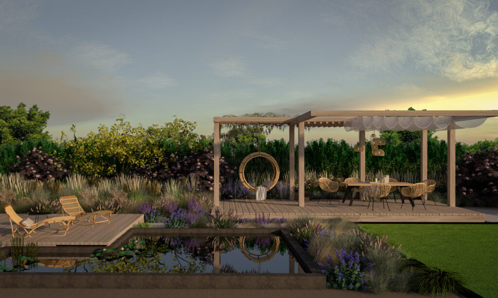 ogród mały nowoczesny z trawami ozdobnymi